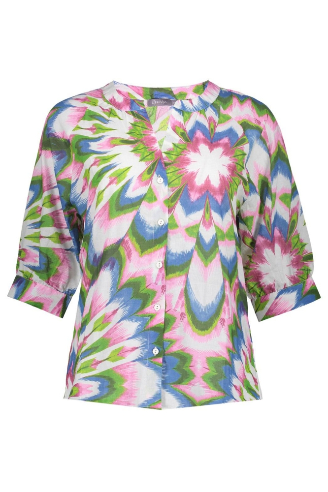 BLOUSE MET V HALS 53471 20 000718 ECRU/LILAC/BLUE